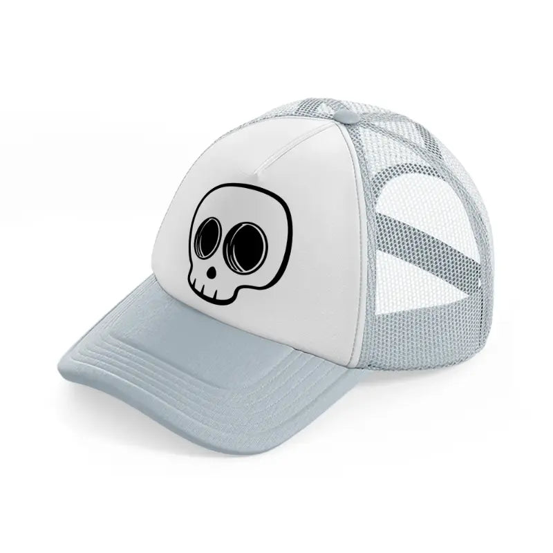 spooky skull grey trucker hat