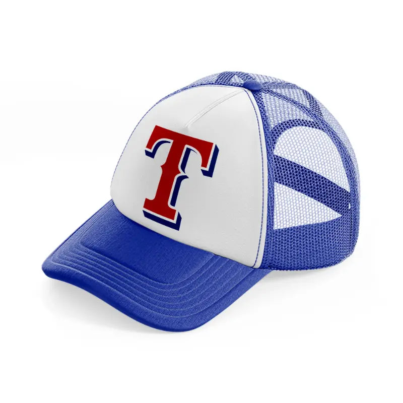 texas rangers emblem-blue-and-white-trucker-hat