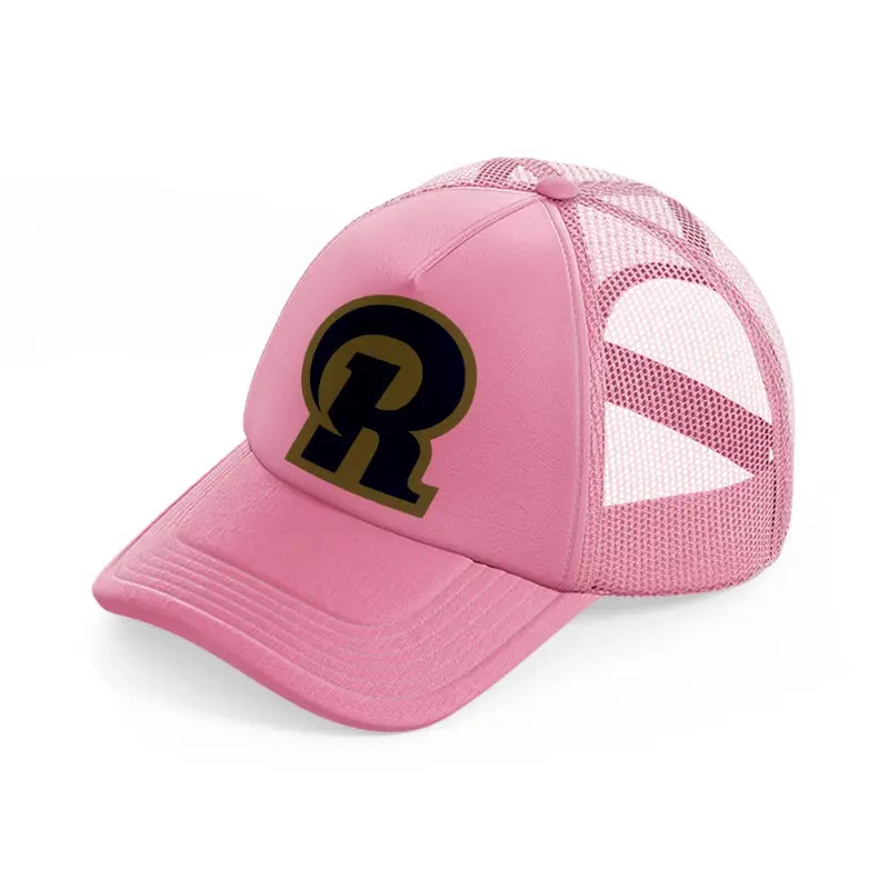 r from los angeles rams-pink-trucker-hat