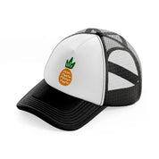 pineapple doodle-black-and-white-trucker-hat