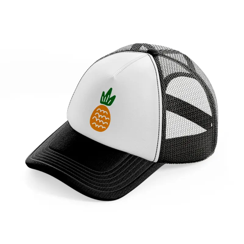 pineapple doodle black and white trucker hat