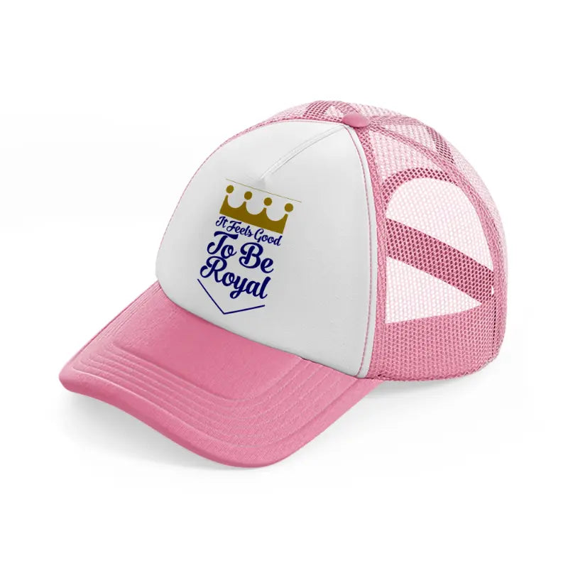it feels good to be royal-pink-and-white-trucker-hat