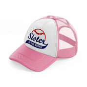 sister of the rookie pink and white trucker hat