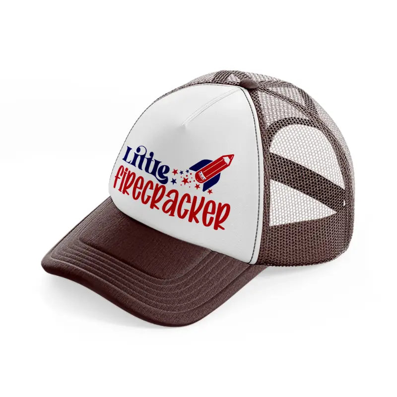 little firecracker-01-brown-trucker-hat
