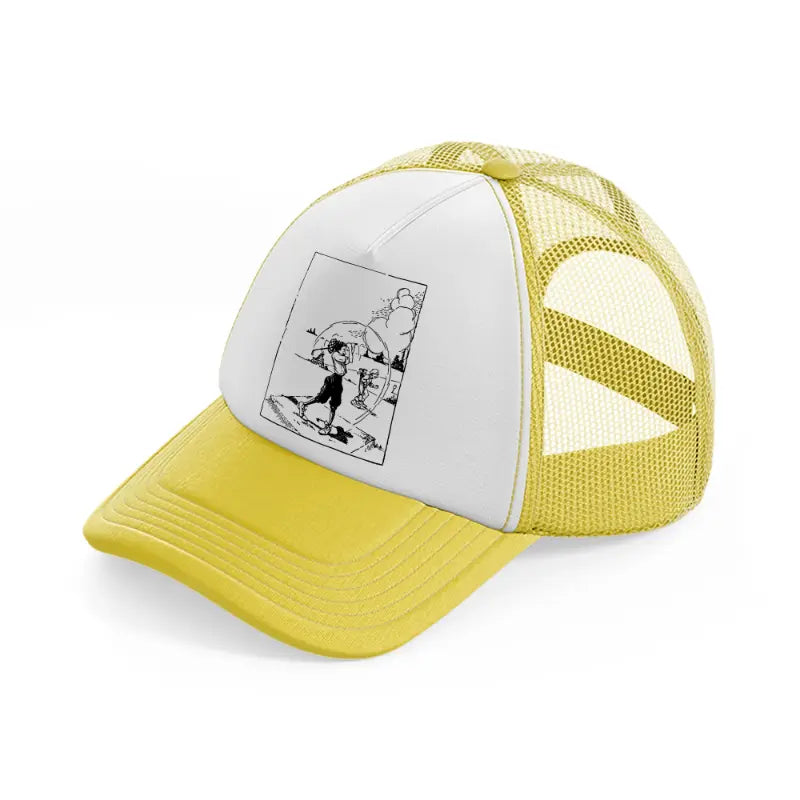 golfer b&w-yellow-trucker-hat