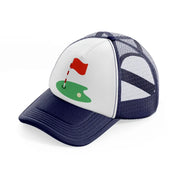 golf course with ball navy blue and white trucker hat