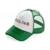 grl pwr-green-and-white-trucker-hat