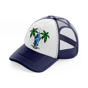 surf board navy blue and white trucker hat