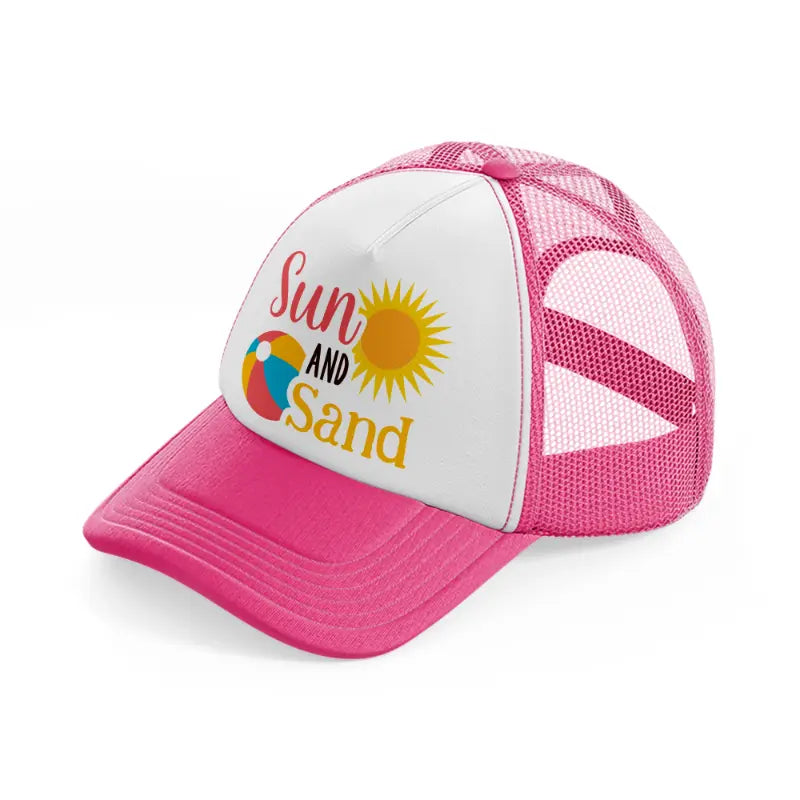 sun and sand neon pink trucker hat