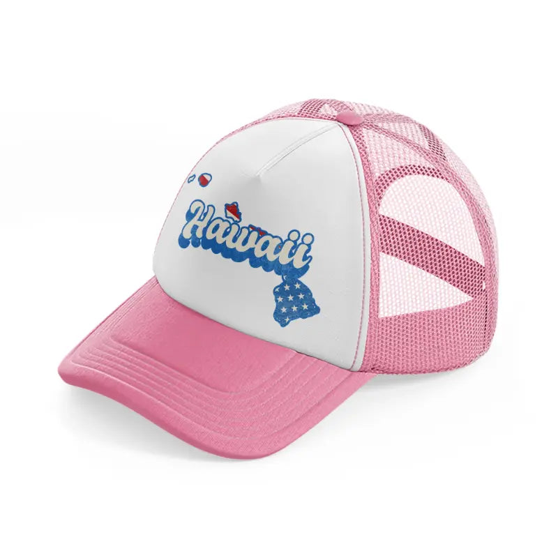 hawaii flag pink and white trucker hat