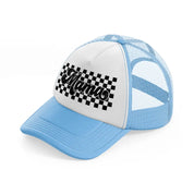 mama checker board-sky-blue-trucker-hat