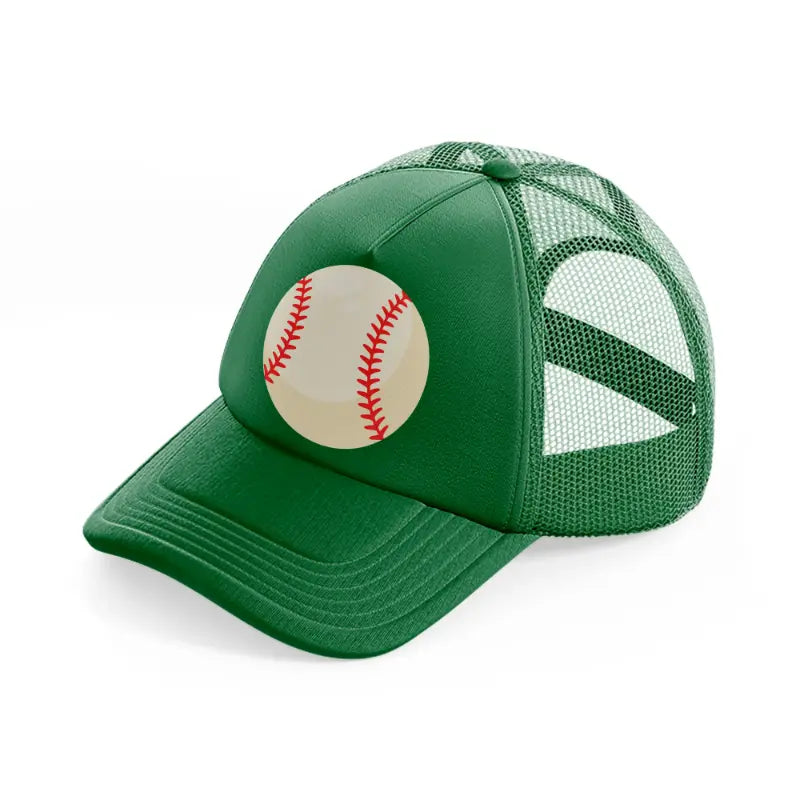 white baseball-green-trucker-hat