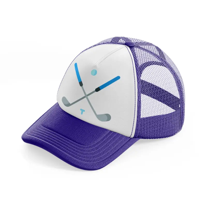 golf sticks.-purple-trucker-hat