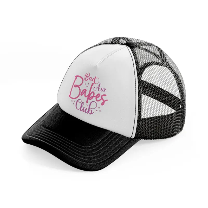 badass babes club-black-and-white-trucker-hat