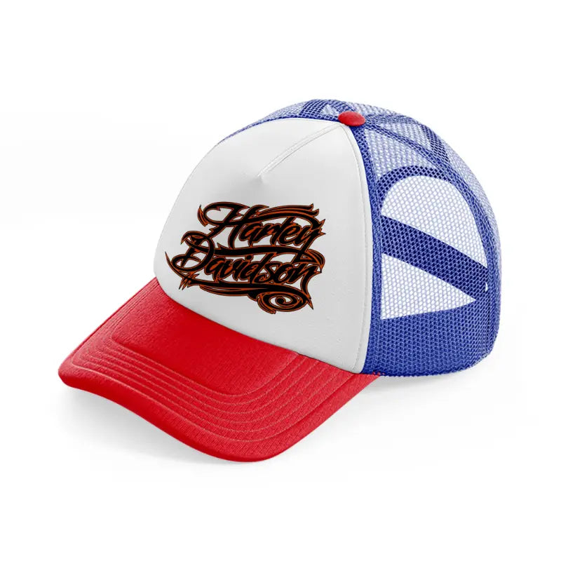 harley davidson fire font-multicolor-trucker-hat