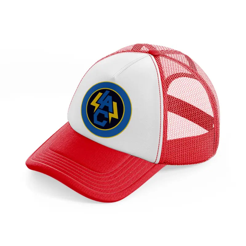 los angeles chargers circle logo-red-and-white-trucker-hat