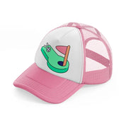 mini golf-pink-and-white-trucker-hat