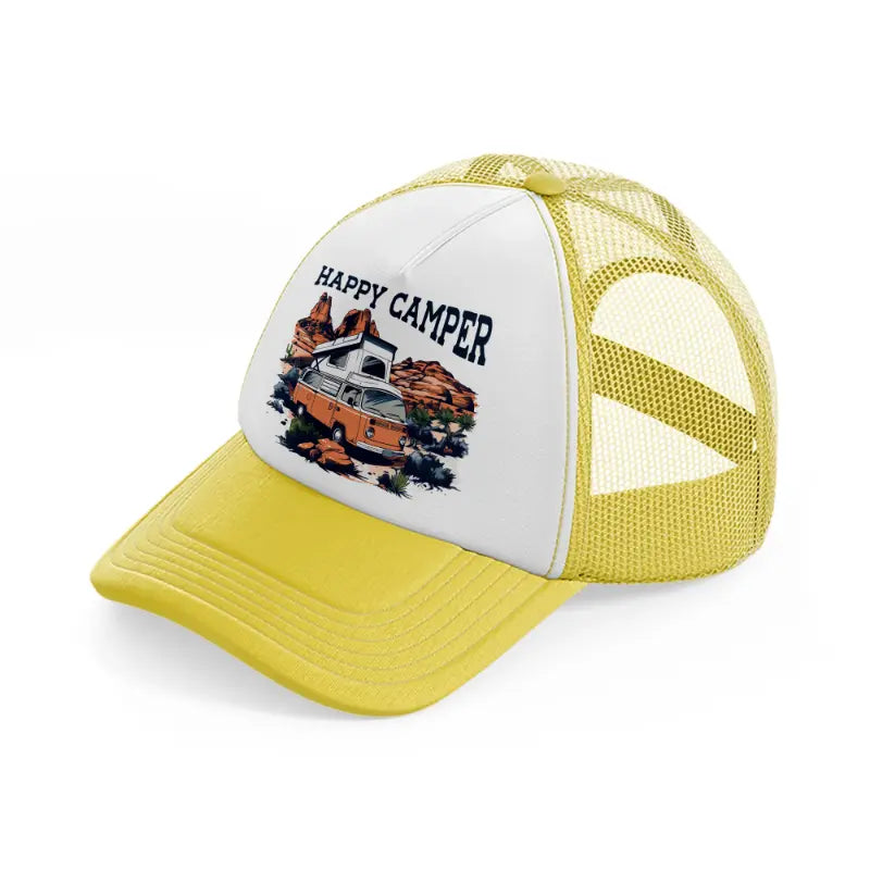 happy camper yellow trucker hat