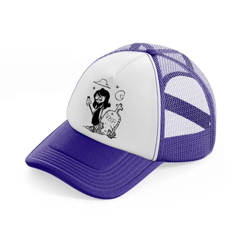 rip creepy bear black & white-purple-trucker-hat