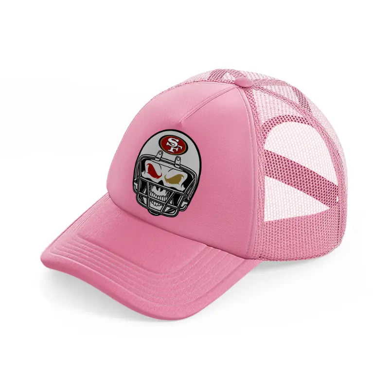 49ers skeleton helmet-pink-trucker-hat