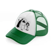 golfer b&w.-green-and-white-trucker-hat
