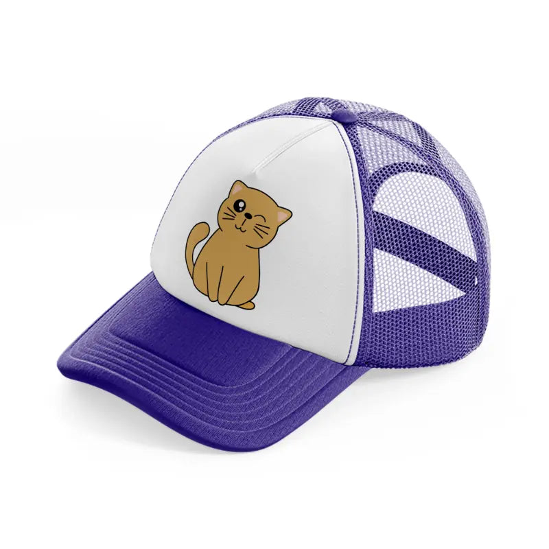 cute cat wink-purple-trucker-hat