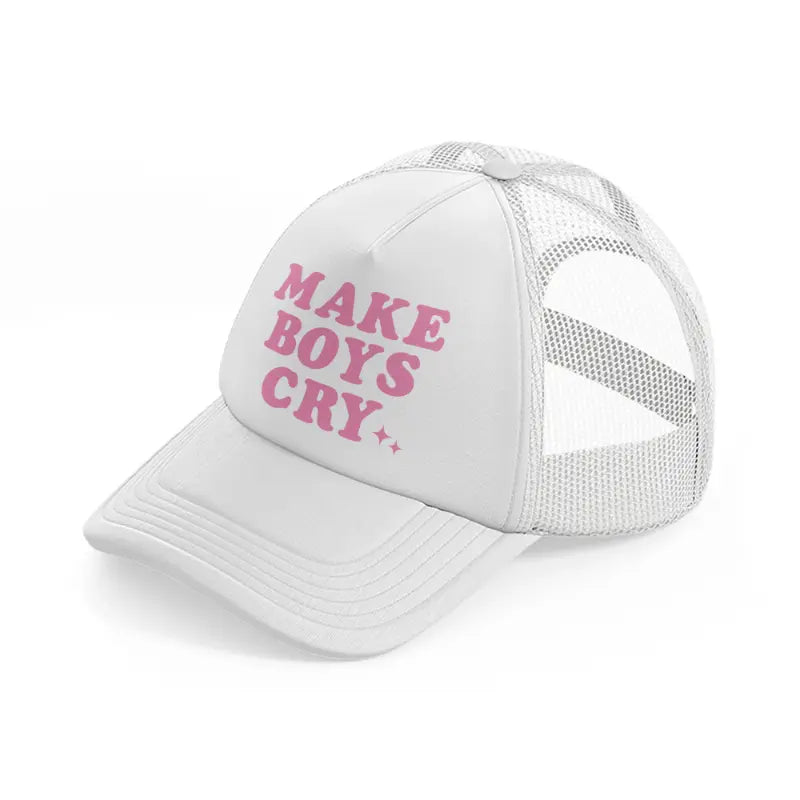 make boys cry white trucker hat