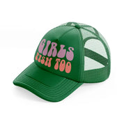girls fish too bold-green-trucker-hat