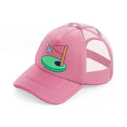 golf flag cartoon-pink-trucker-hat