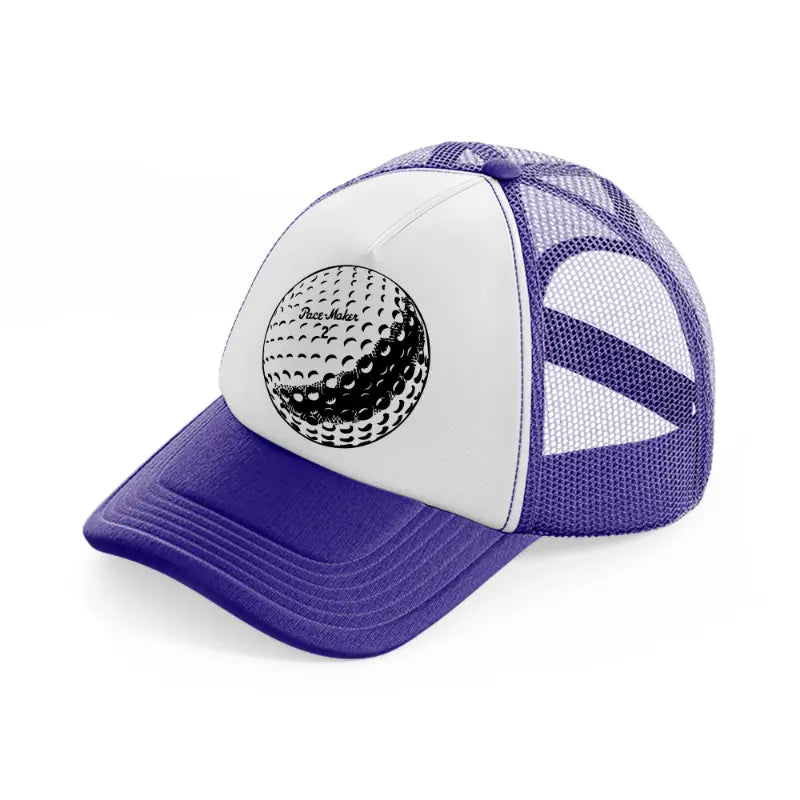 golf ball b&w purple trucker hat