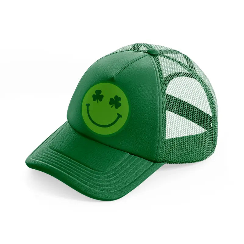 smiley face clover green trucker hat