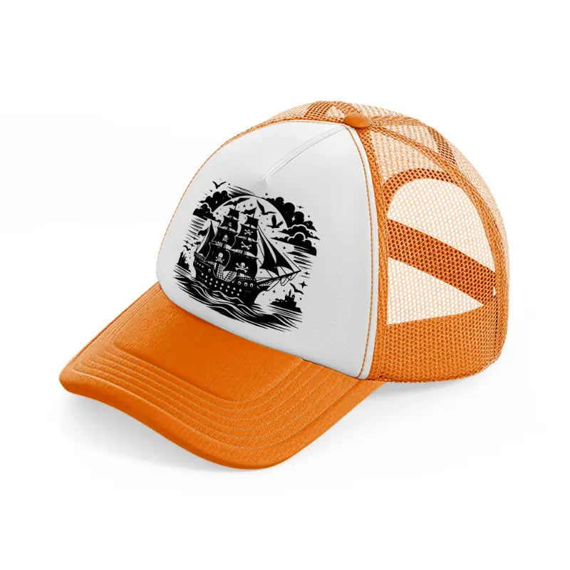 ship black-orange-trucker-hat