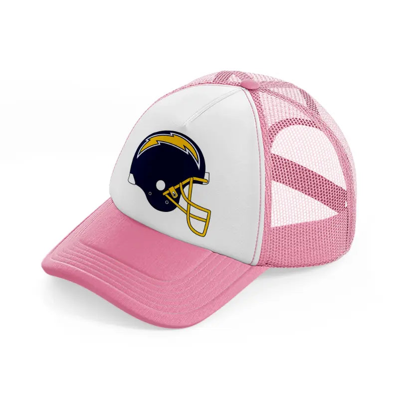 los angeles chargers helmet-pink-and-white-trucker-hat