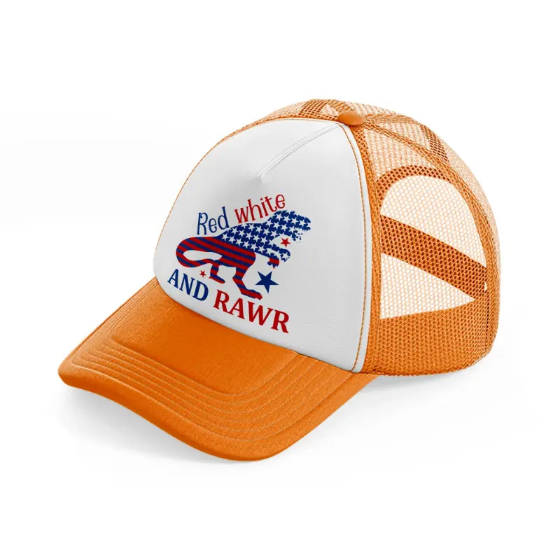 red white and rawr-01-orange-trucker-hat