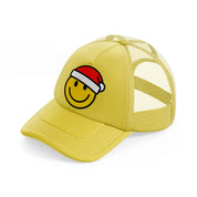 happy face with santa hat-gold-trucker-hat