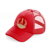 golf man-red-trucker-hat