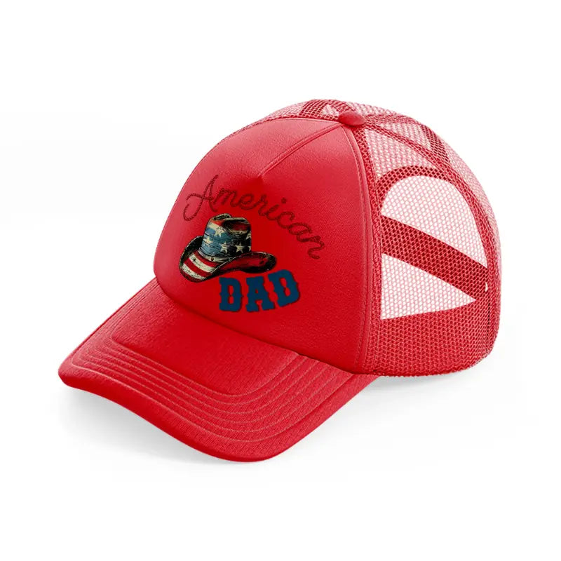 rustic american dad-red-trucker-hat