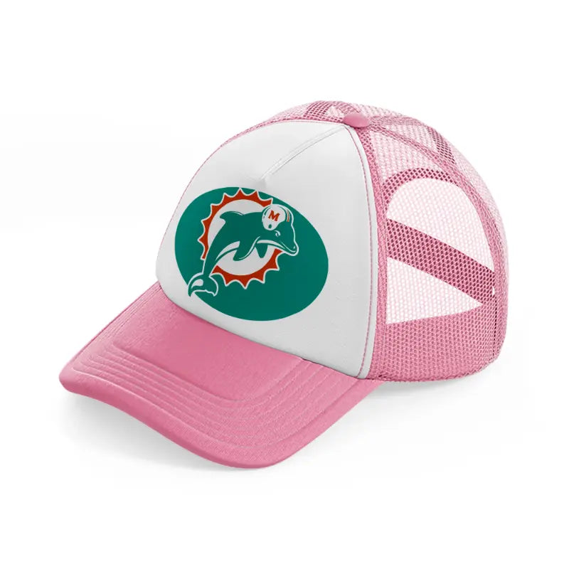 miami dolphins classic-pink-and-white-trucker-hat