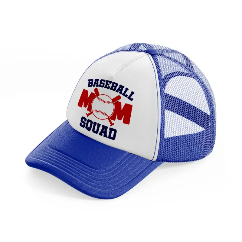 baseball mom squad-blue-and-white-trucker-hat