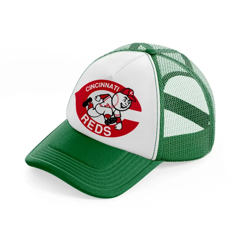 cincinnati reds red badge-green-and-white-trucker-hat