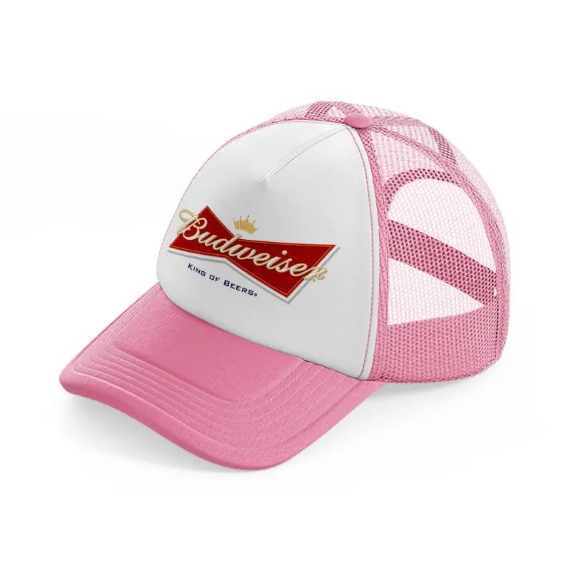 budweiser king of beers-pink-and-white-trucker-hat