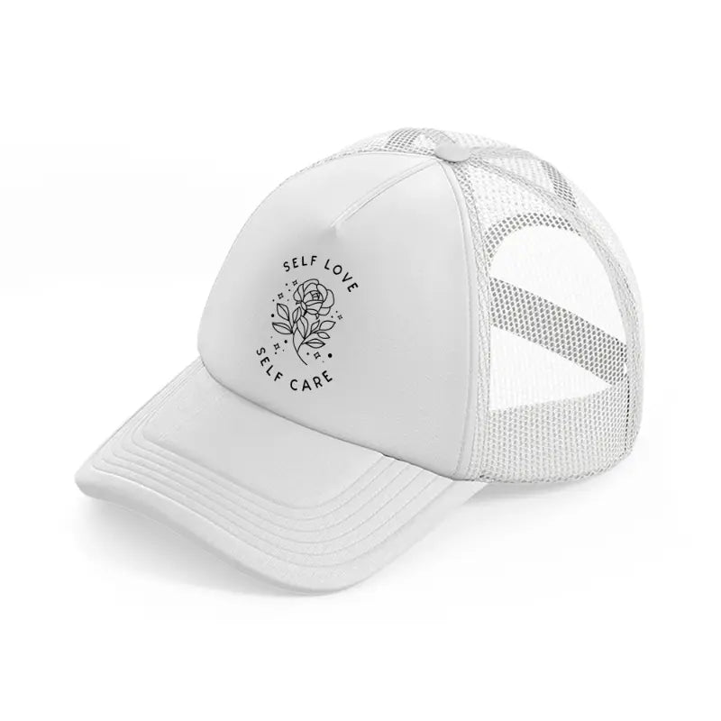 selflove selfcare-white-trucker-hat