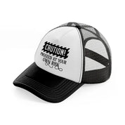 proceed at your own risk black and white trucker hat