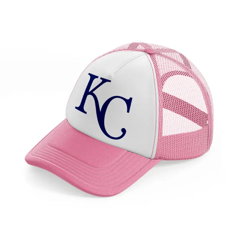 kansas city emblem-pink-and-white-trucker-hat