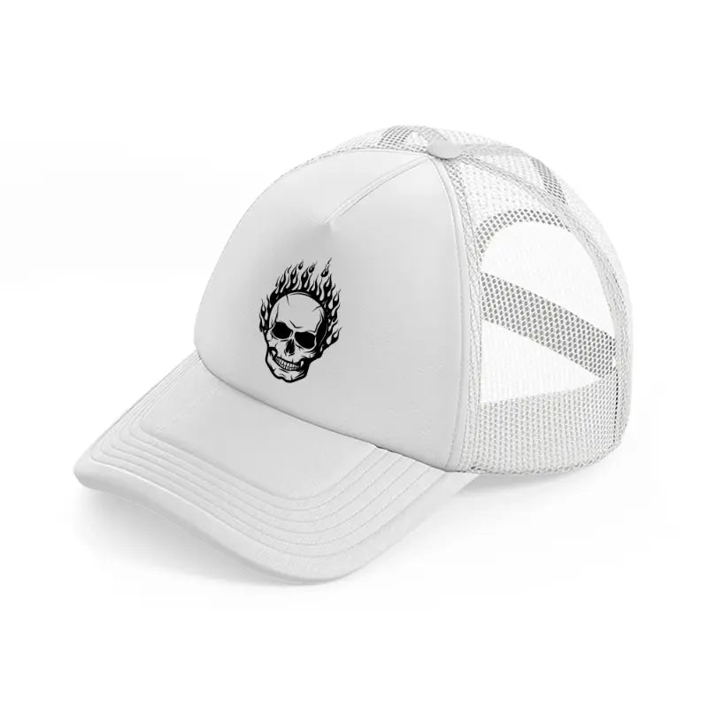 fire skull-white-trucker-hat