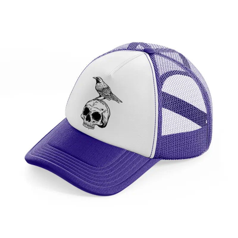 dark skull bird art-purple-trucker-hat