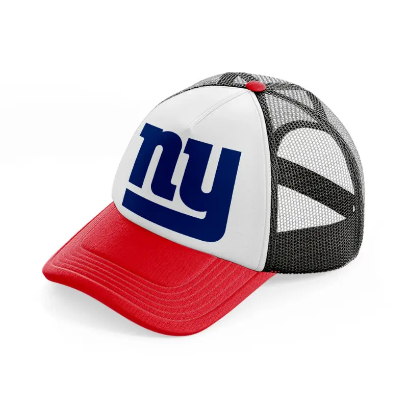 ny emblem-red-and-black-trucker-hat