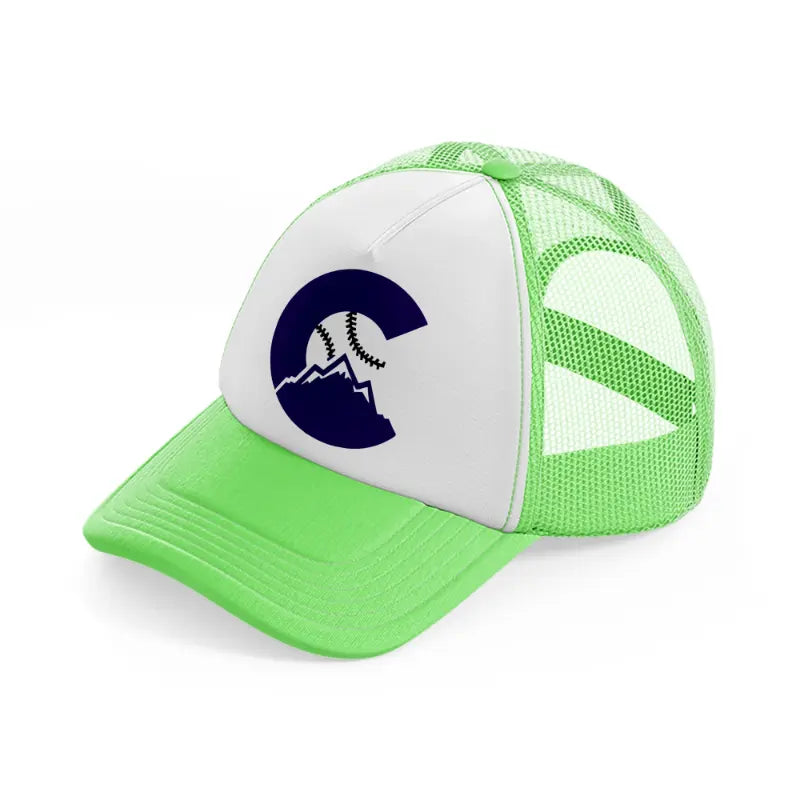 colorado rockies badge-lime-green-trucker-hat