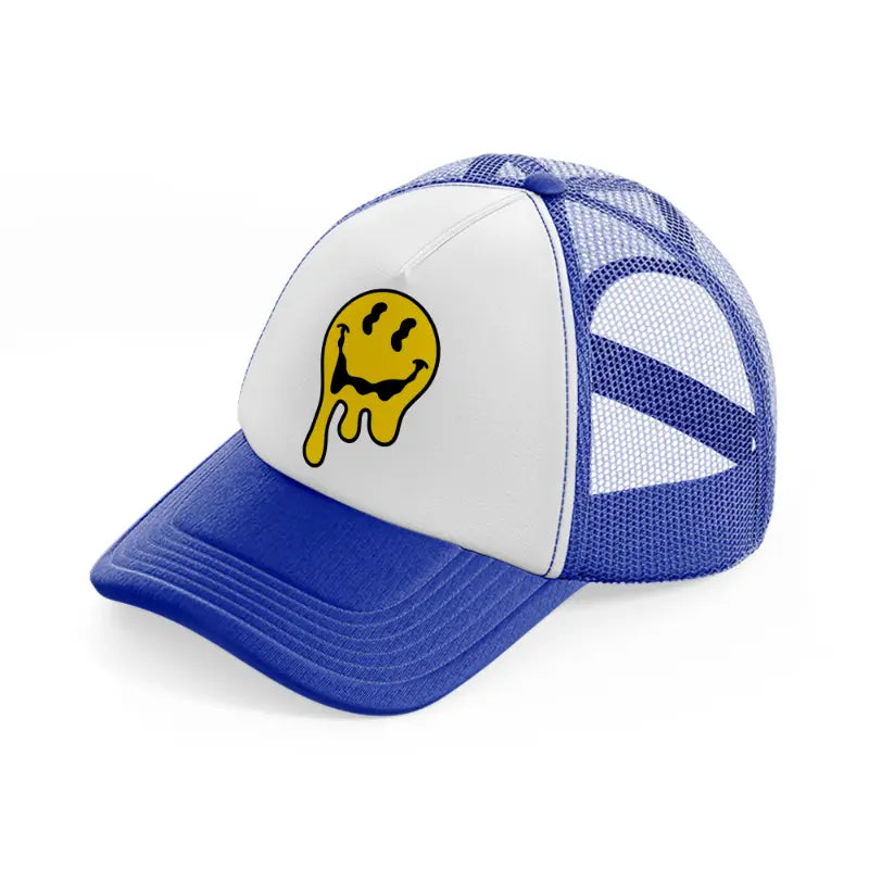 melt smile yellow blue and white trucker hat