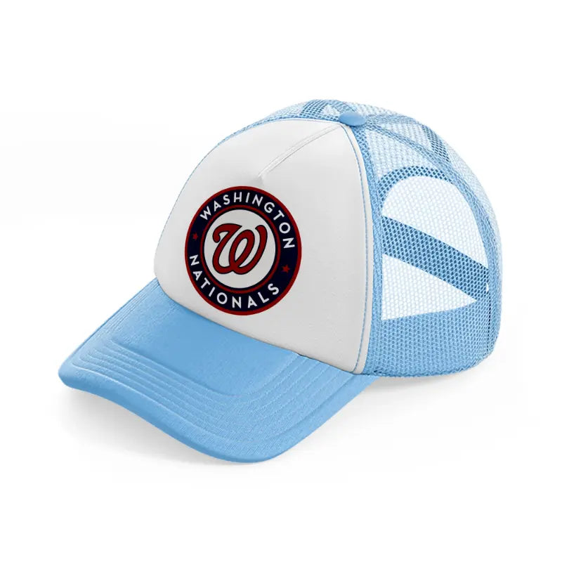 washington nationals red badge sky blue trucker hat